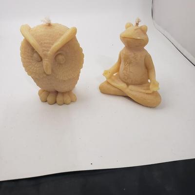 Owl and frog candles