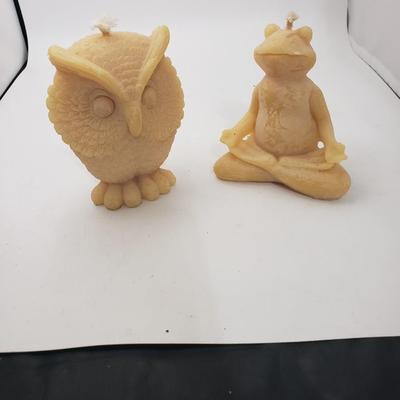 Owl and frog candles