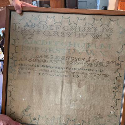 Antique Framed Embroidery Sampler