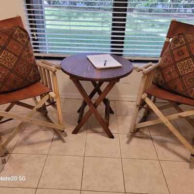 Folding wood side table