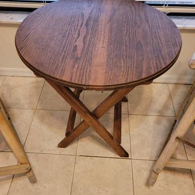 Folding wood side table