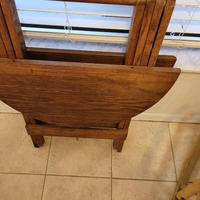 Folding wood side table