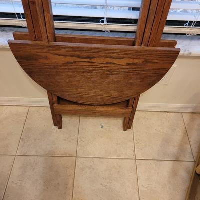 Folding wood side table