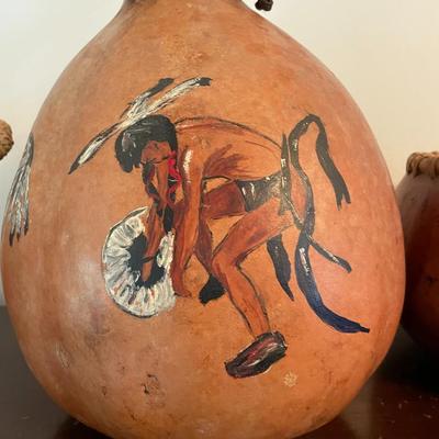 Folk Art Gourd Art 3 Unsigned