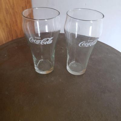 2 Coca-Cola glasses 8 oz clear