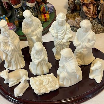 Christmas nativity scene, Crystal Angels, and Santa