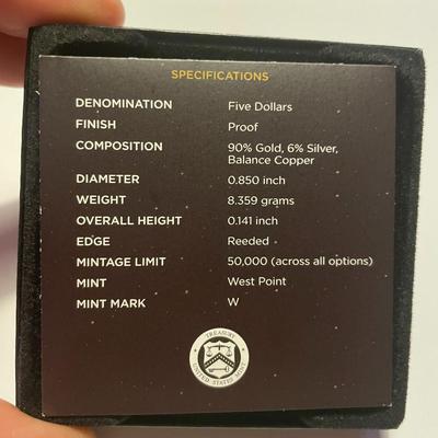 US Mint 2019 Apollo Five Dollar Gold Piece Bullion