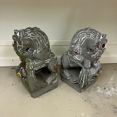 Two Cement Foo Dogs (G-MG)
