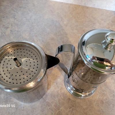 Lot 1 French Press/ 1 stove top perculator