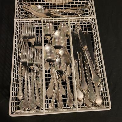 Oneida Community Flatware and a White Crock (G-DW)