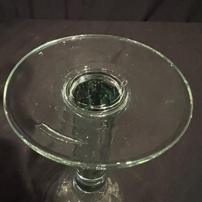 Green Hued Glass Pitcher W/ Matching Stemmed Glasses (K-RG)