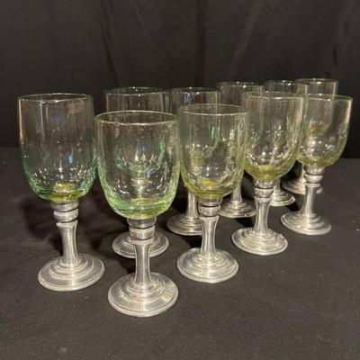 Handblown Glass & Pewter Stemmed Wine Glasses (K-RG)