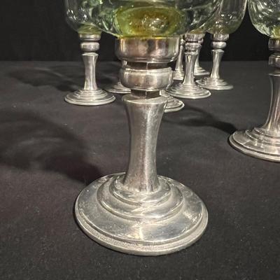 Handblown Glass & Pewter Stemmed Wine Glasses (K-RG)