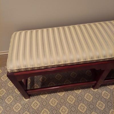 Solid Wood Bench w/ Jacquard Upholstered Top (PB-BBL)