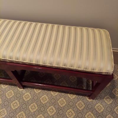 Solid Wood Bench w/ Jacquard Upholstered Top (PB-BBL)
