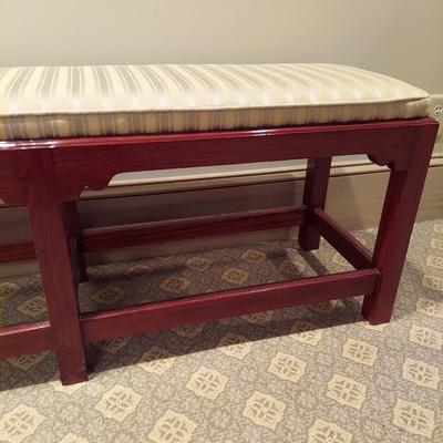 Solid Wood Bench w/ Jacquard Upholstered Top (PB-BBL)