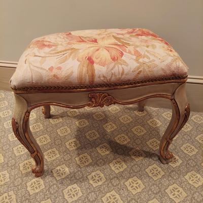 Floral Brocade French Provincial Stool (PB-BBL)
