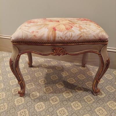 Floral Brocade French Provincial Stool (PB-BBL)