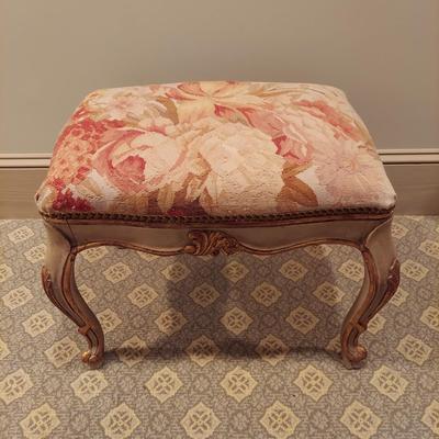 Floral Brocade French Provincial Stool (PB-BBL)