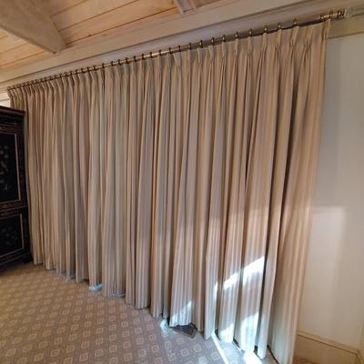 Custom Jacquard Stripe Draperies with Hardware (PB-BBL)