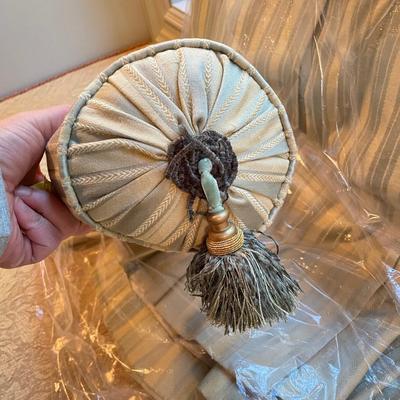 Custom Jacquard Stripe Draperies with Hardware (PB-BBL)