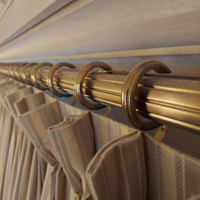 Custom Jacquard Stripe Draperies with Hardware (PB-BBL)