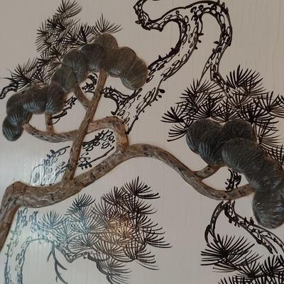 Eastern Asian Four Panel Art w/ Semi Precious Stonework (PB-BBL)