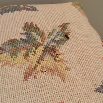 French Style Stool w/ Needlepoint Upholstered Top (PB-BBL)
