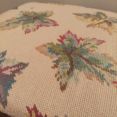 French Style Stool w/ Needlepoint Upholstered Top (PB-BBL)