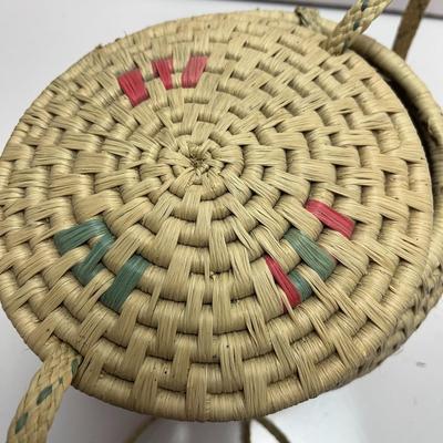 HAND WOVEN HANGING BASKET WITH LID