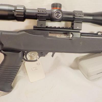 Ruger  model 10/22- 22 LR semi auto w/ scope 10 shot mag. est. $200 to $450.