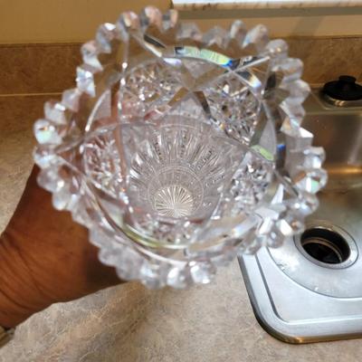 14" Art Deco clear cut crystal vase
