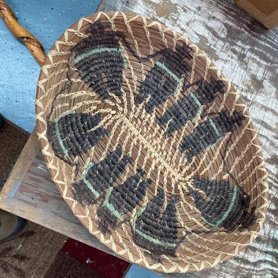 Fork Art Raphia & Long Needle Baskets Lot of 2