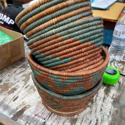 Folk Art Woven Baskets Lot of 4