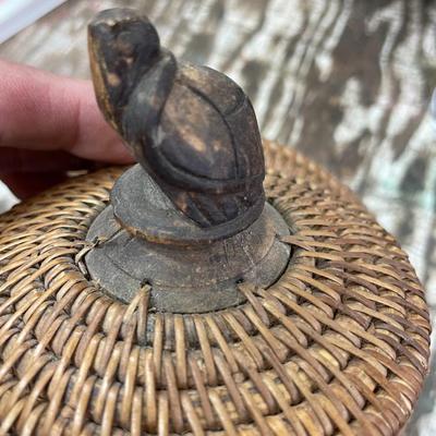 Folk Art Basket on Pedestal
