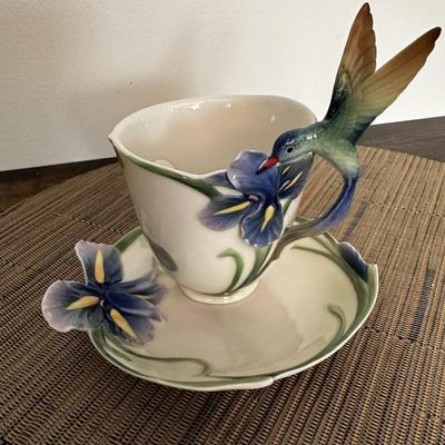 Orchid tea cup and saucer with spoon