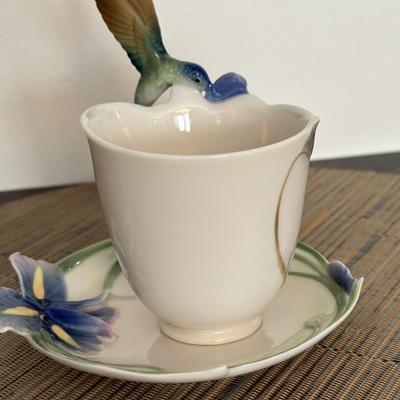 Orchid tea cup and saucer with spoon