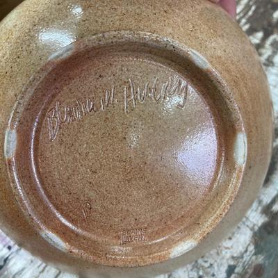 Folk Art Pottery Bowl Signed