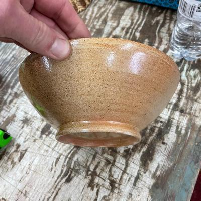 Folk Art Pottery Bowl Signed