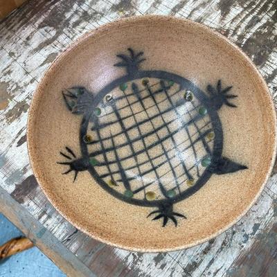 Folk Art Pottery Bowl Signed
