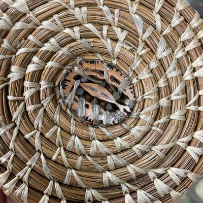 Folk Art Long Needle Basket 4"