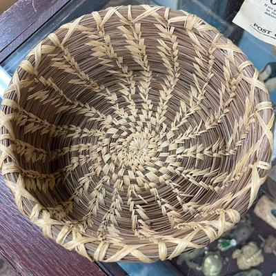 Folk Art Basket Gourd, Raffia & Long Needle