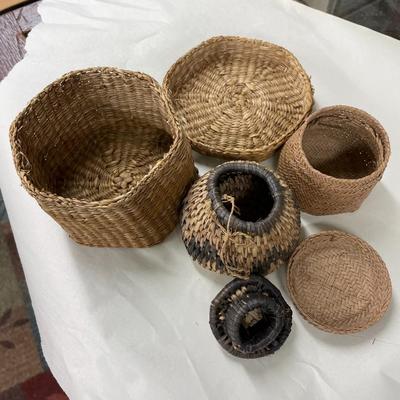 Folk Art Baskets Smaller Lot of 3