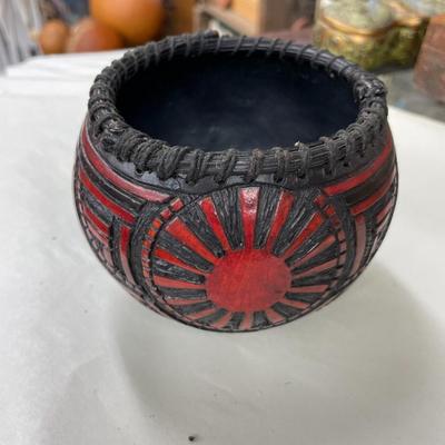 Folk Art Gourd Art Basket Signed Eckley