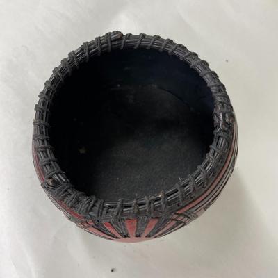 Folk Art Gourd Art Basket Signed Eckley