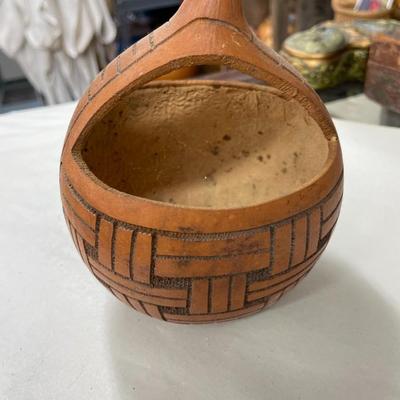 Folk Art Gourd Art Basket Signed