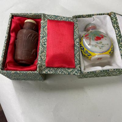 Vintage Asian Snuff Bottles in Cases