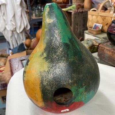 Folk Art Gourd Bird House Signed Frieda age 4