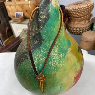 Folk Art Gourd Bird House Signed Frieda age 4