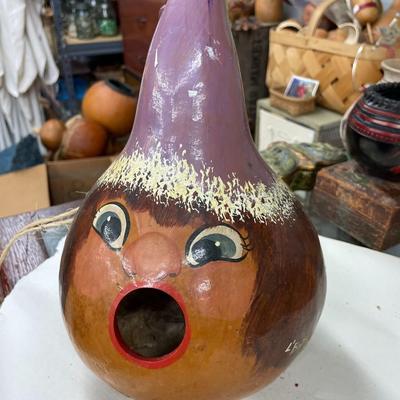 Folk Art Gourd Bird House Signed L'Beth 87